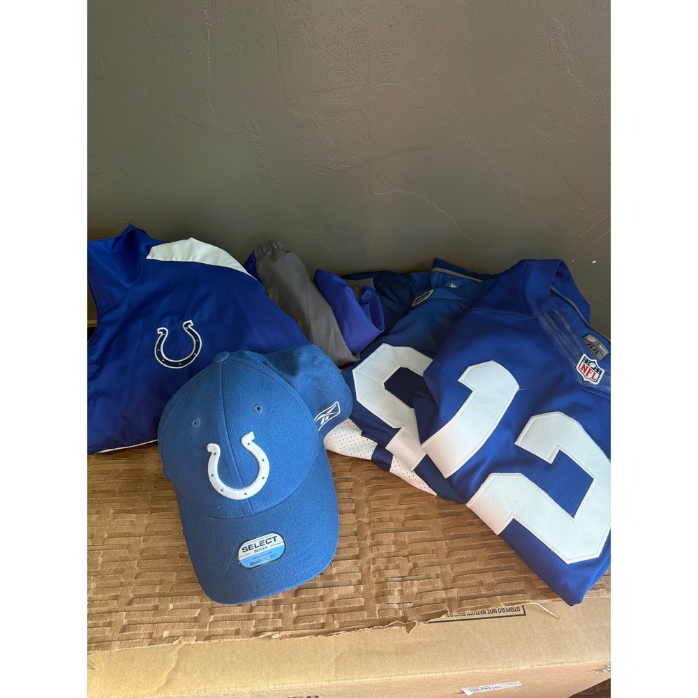 Indianapolis Colts Bundle Reebok Windbreaker Jacket Nike Luck Jersey & Hat Mens